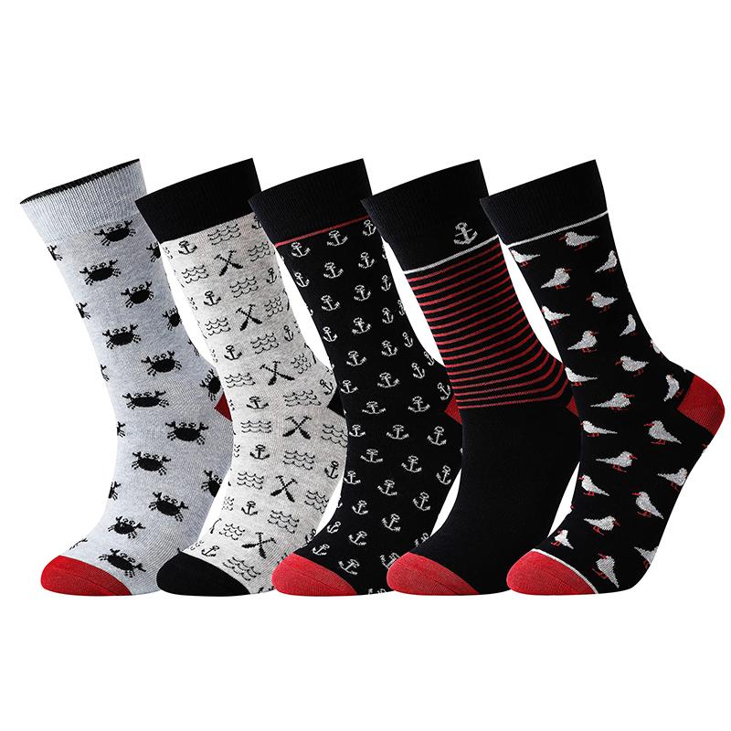 10 Pairs Men's Socks Cotton Business New Fashion Funny Sock With Print Animals Cartoon Middle Sock Male Casual Dresses Clothing