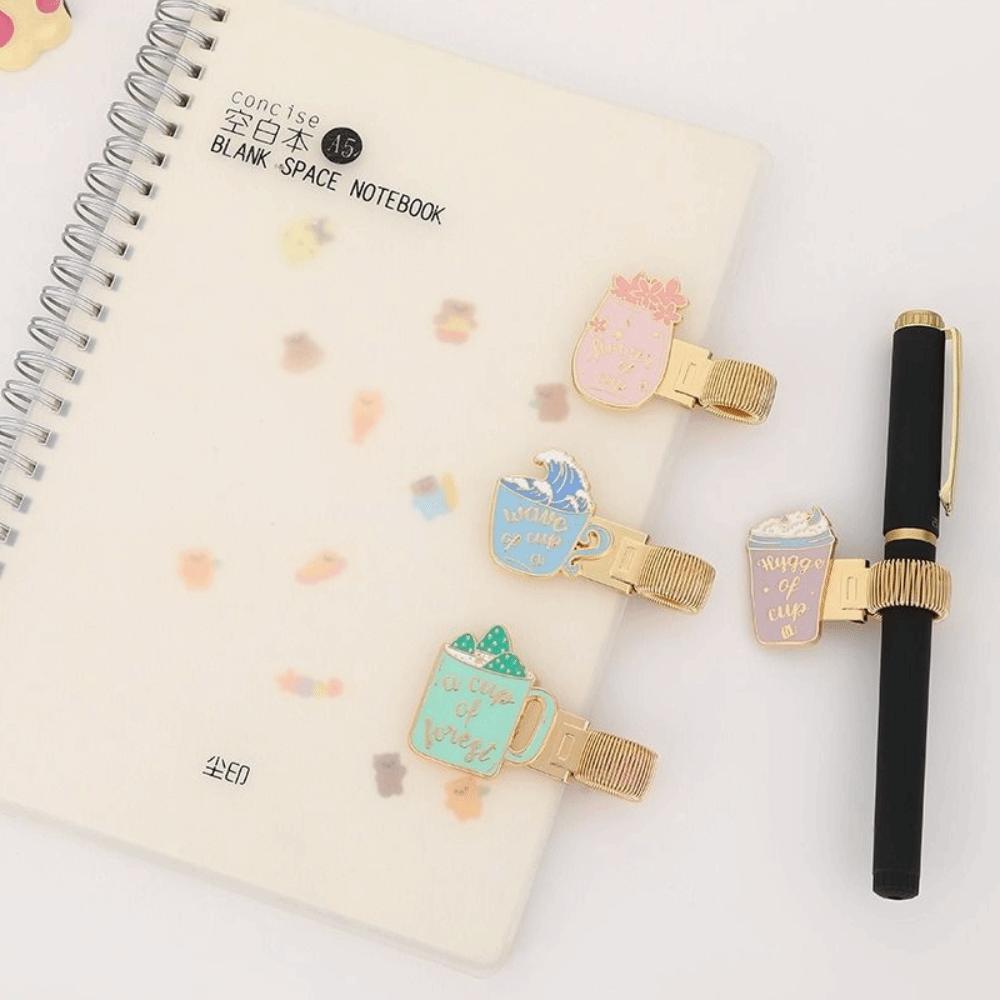 Retro Pen Clip Cartoon Journal Clip Portable Paper Fix Clips School