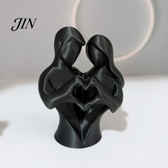 Non-fading Couple Figurine 3D Printed Heart Statue, Abstract Minimalist Lovers Embrace Figurine, Romantic Desktop Molded Statue Decor for Living Room