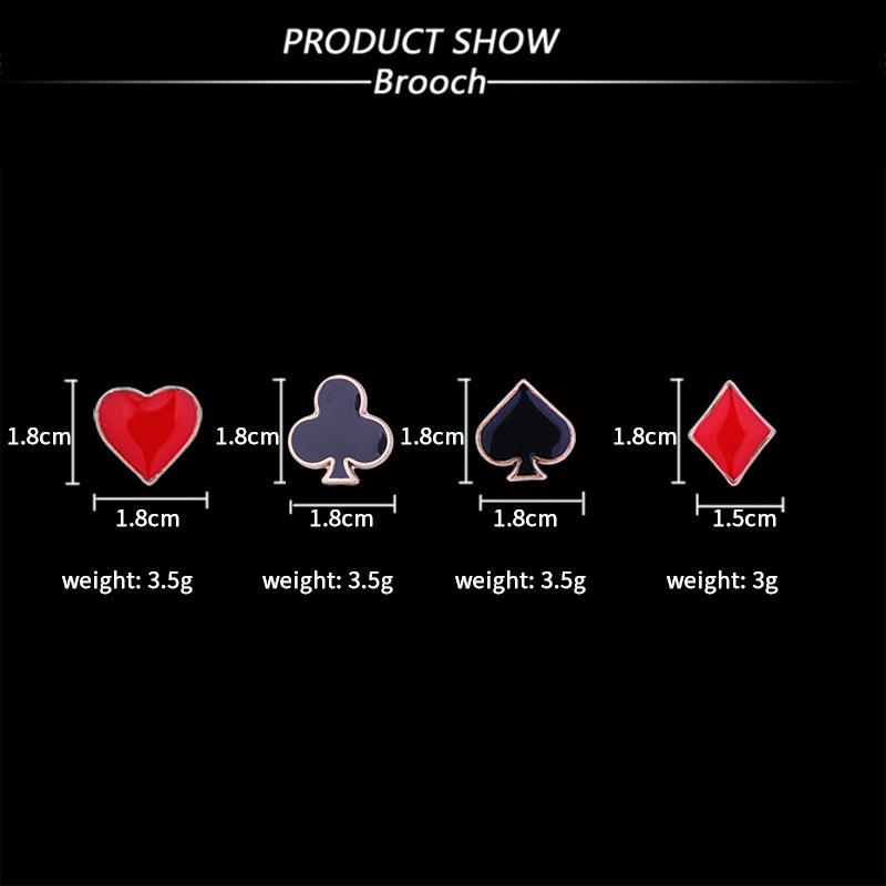 Harajuku Poker Series Card Brooch: Spade, Club, Diamond, Heart Metal Lapel Pin Accessory