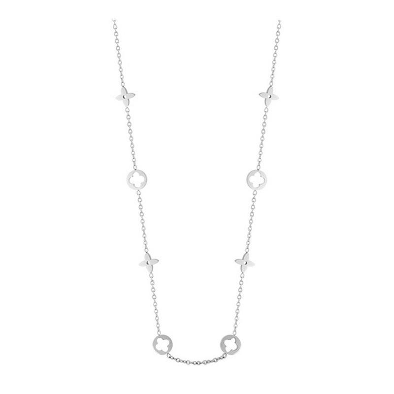 High-End Four-Leaf Clover Titanium Steel Necklace - Elegant, Fade-Resistant Clavicle Chain for Women