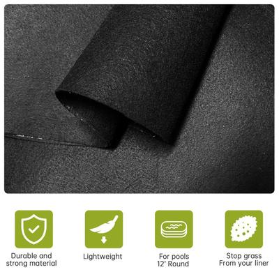 3/2.5M Round Pool Liner Pad Black Protective Pad for Ground Swimming Pools Indoor Outdoor Under Pool Mat Heavy Duty Tarp