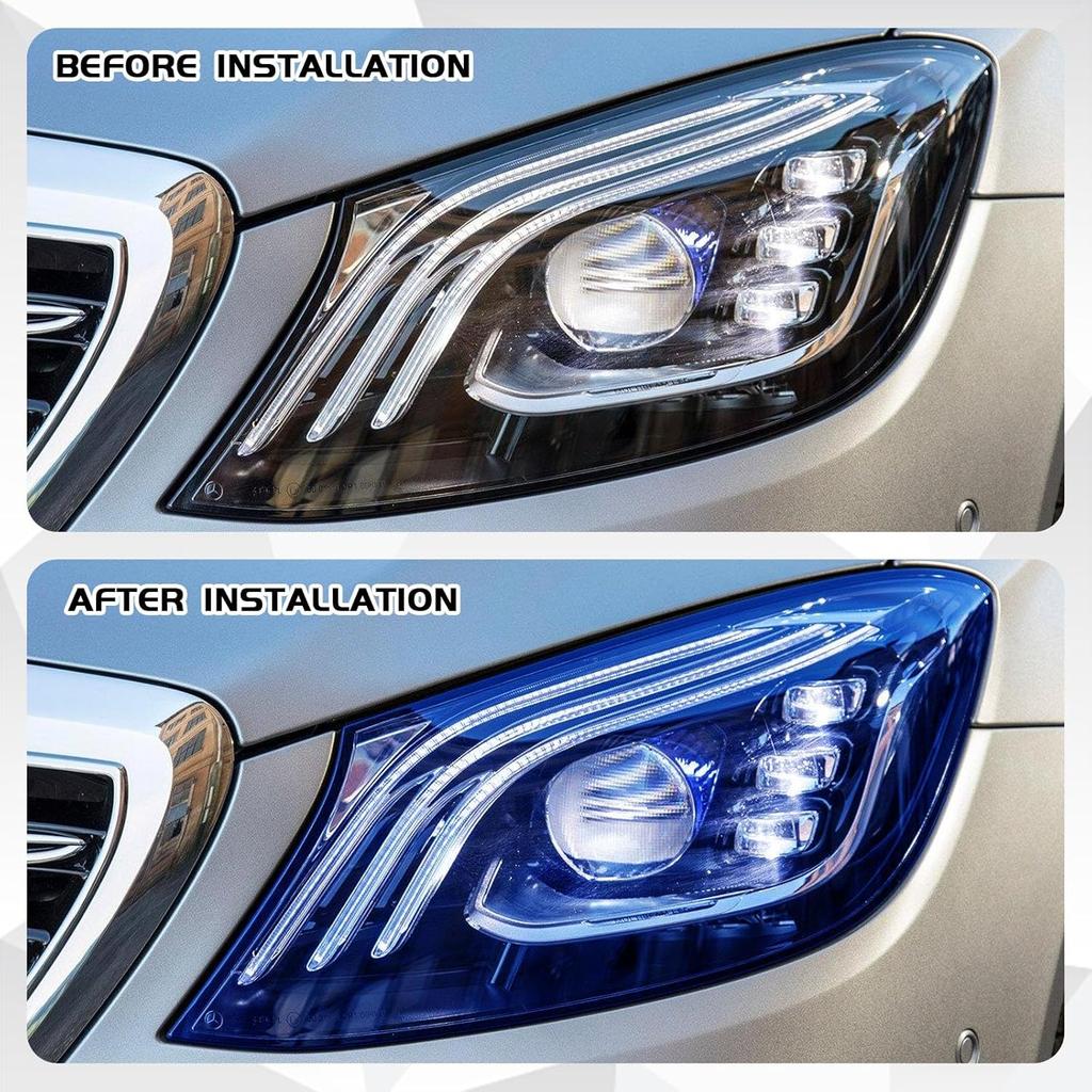 Car Taillight Headlight Fog Light Light Self-Adhesive Tint Film, 12×48 Inches Vinyl Protector Color Shiny Sticker Film, Auto Modification Cover For