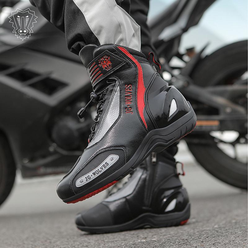 37-46 Men/Women High Top Genuine Leather Sports Shoes Rotating Button Outdoor Cycling Sports Motorcycle Boots
