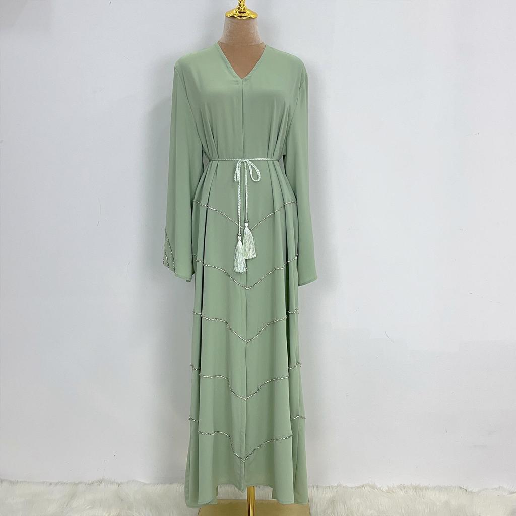 Loriya LR540 Beaded Dress - Spring/Summer Party Solid Color Robe