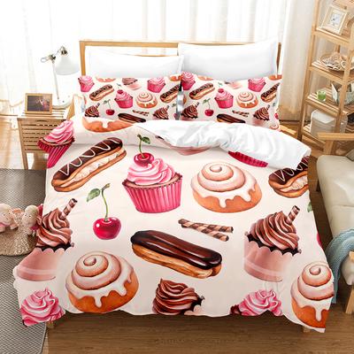 Bettwäsche-Set Rosa Liebesherz Bettbezug Junge, Kinder-Mode Steppdecke Mädchenzimmer Süße Süßigkeiten Bettwäsche King_Queen Bettbezug-Set