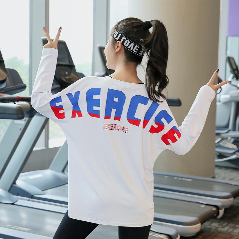 

Plus Size Women s Long Sleeve Loose Fit Yoga T-shirt for Running and Fitness 200 Jin 2XL белый