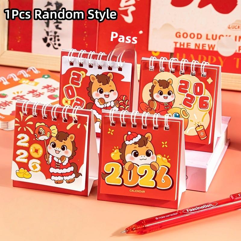 

1 Pcs 2026 Cute Capybara Panda Desk Calendar Portable Desktop Decoration Schedule Planner Mini Calendar Office School Supplies A4
