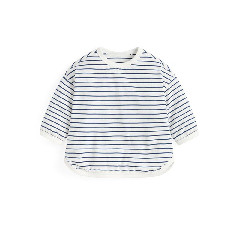 Girl Long Sleeves T-Shirt 2024 New Arrival Spring & Fall Boy's 3/4 Sleeve Kids Stripes Bottoming Shirt Baby 100% Cotton Coat