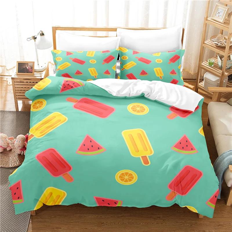 Dropship Duvet Cover Set  3D Print Watermelon Lemon Home Textile Bed Comforter Set King Size Quilt Cover+Pillowcases -No Sheet