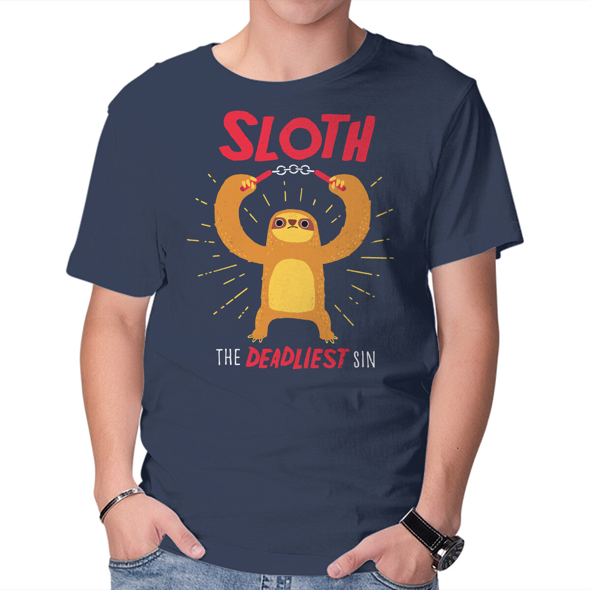 Unisex Crew Neck T-Shirt The Deadliest Sin Graphic Short Sleeve Casual Tee XS