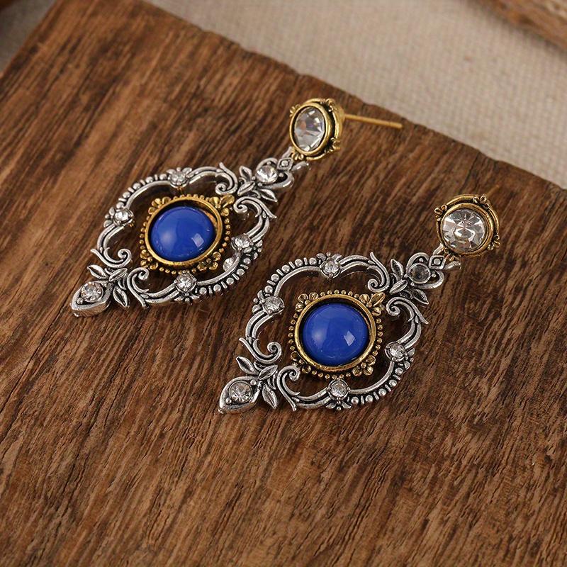 Bohemian Vintage Hohlgeschnitzte Lapislazuli Anhängerohrringe Personalisierbare Accessoires für Männer und Frauen