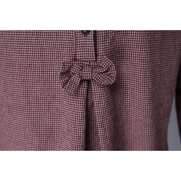 Cotton Plaid Long Sleeved Shirt for Women Spring and Autumn Medium To Long Standing Collar Plus Size Shirt