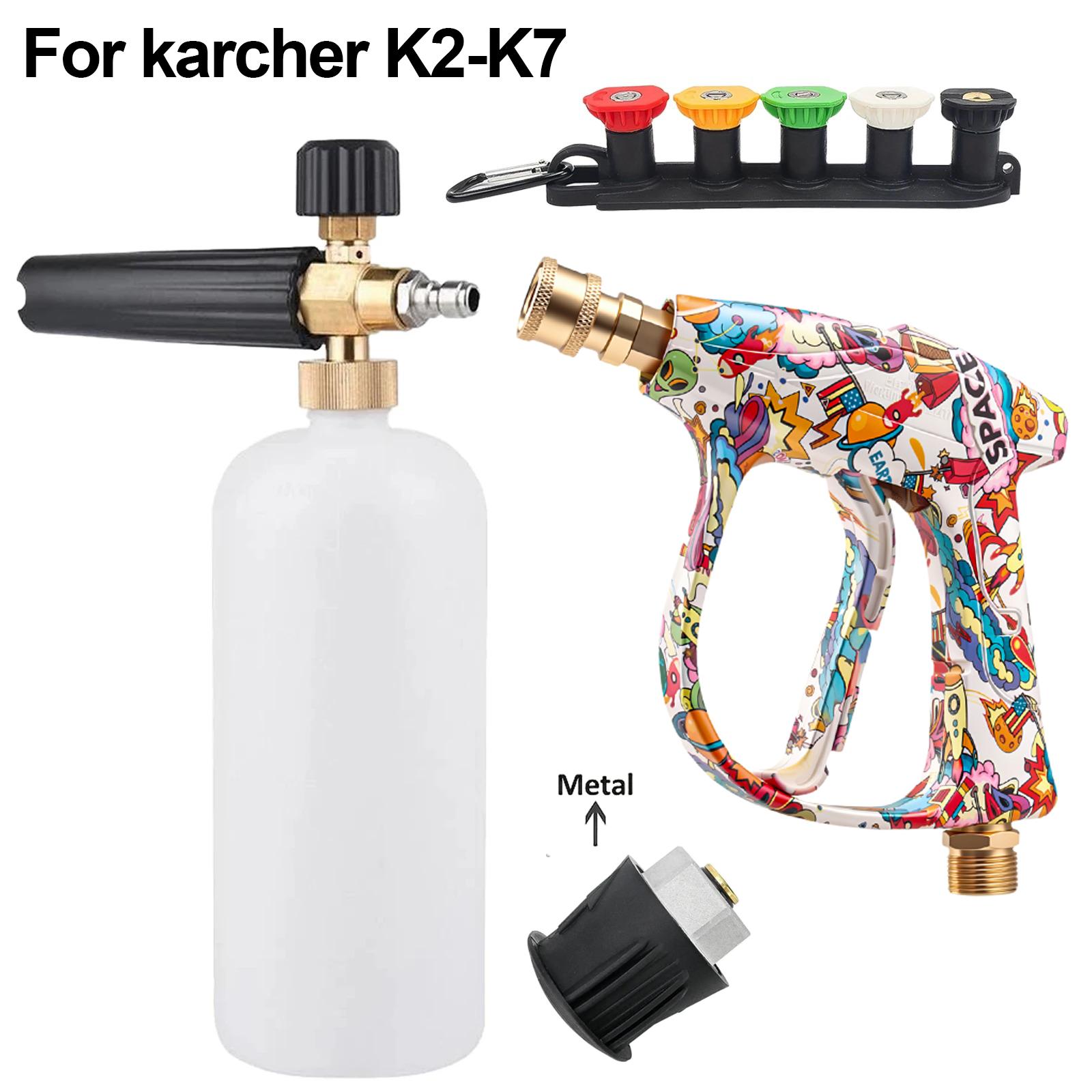 

Graffiti Style Pressure Washer Gun & Foam Cannon Kit, Car Wash Snow Foam Lance for Karcher K2-K7 with 5 Spray Tips