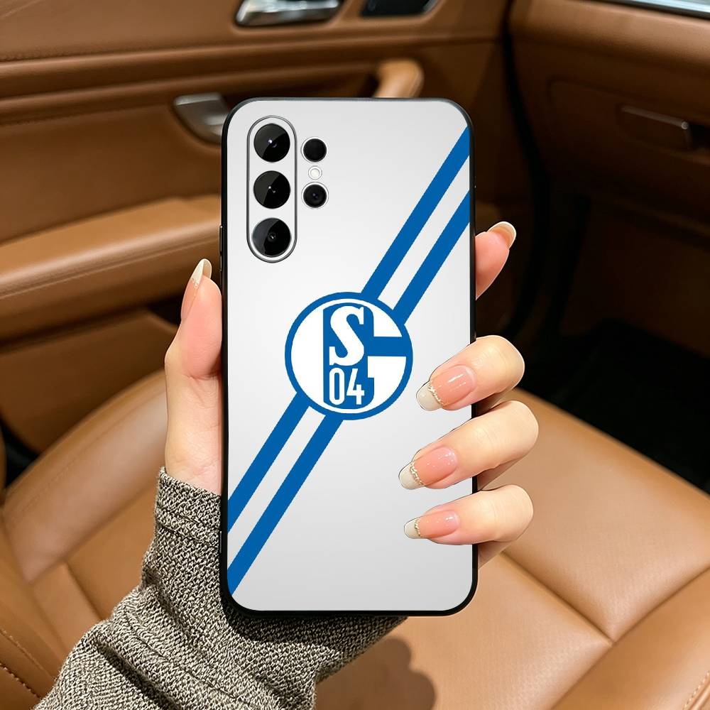 Classic S-Schalke 0 4 P-Pattern Soft Silicone Case for Samsung S25, S24, S21, S22, S23, S30, Ultra, S20, Plus, FE, Lite-Black