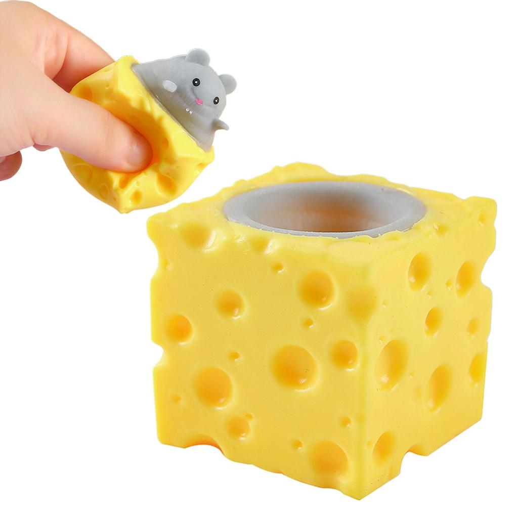1PC Popup Funny Mouse And Cheese Block Squeeze Anti-stress Toy Hide And Seek Figures Stress Relief Fidget Toys For Kids Adult