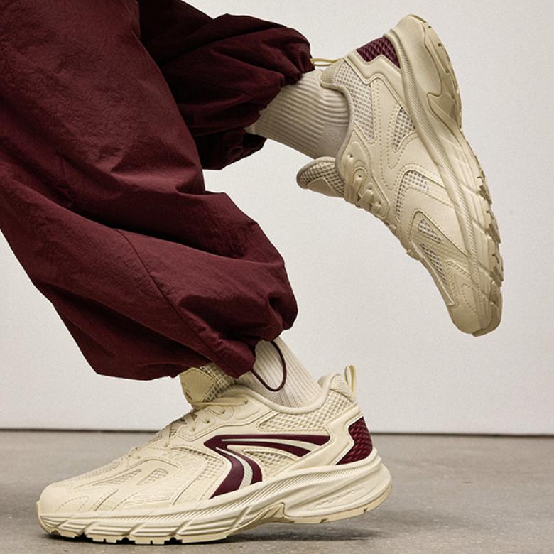 New Anta Cushioning, Slip Resistant, And Abrasion Resistant Low Top Casual Running Shoes Unisex Beige Red 922515504-1