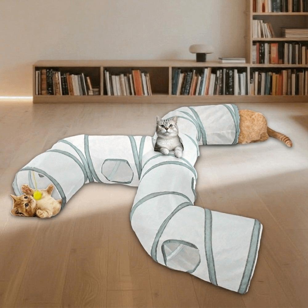 Extended Pet Play Tunnel Three-Way Cat Hiding Cave Funny Cat Hideaway Playtime