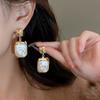 Geometrische Falten Imitation Perle Quadrat Anhänger Ohrring für Frauen Süßes Geschenk Einfaches Temperament Kreatives Schmuck Accessoire