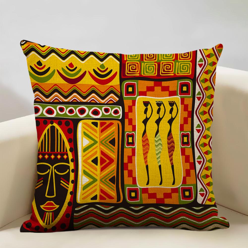 African Oil Painting Cushion Cover Dancing Girl Art Painting Sofa Decorative Pillowcase Home Living Room Pillow Cover 45x45cm