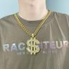 Full of Rheinstone Hip Hop Golden Dollar Sign Pendant Necklace Men Women Punk Fashion Rock Rap Jewelry Gift