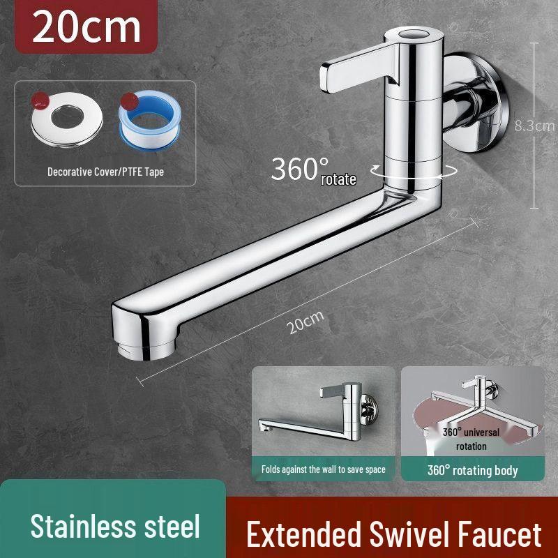 Wall-Mounted Rotating Mop Sink Faucet with Anti-Splash Extension