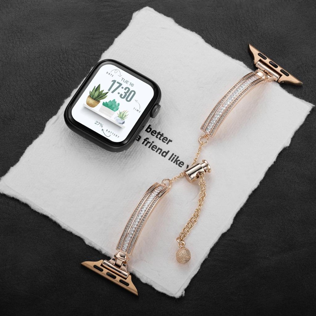 Shiny Diamond Bracelet for Apple Watch 38mm 40 41mm Women Slim Strap for Iwatch Series 11 10 42mm / 9 8 7 6 5 SE3 4 3 2 1 Band