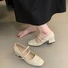 Thick Heel Mary Jane Shoes 2025 Autumn Korean Version French Evening Breeze Commuter Retro Red Light Mouth Single Shoes Women's Middle Heel