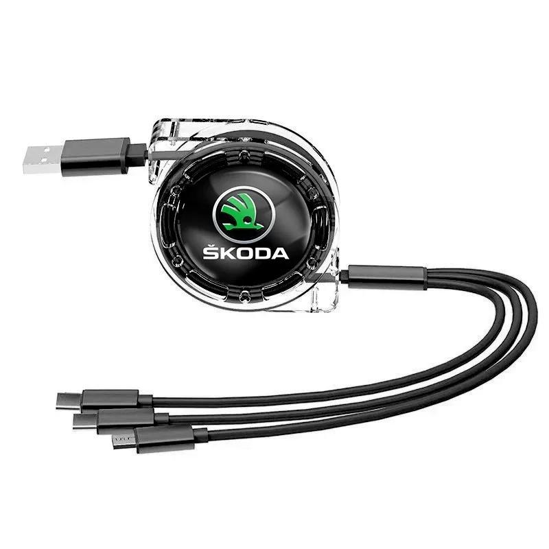 

3 In 1 Micro USB Type C Charging Cable Multi Charger For Skoda Octavia Fabia Kamiq Kapoq Kodiaq Rapid SCALA Superb A5 A7 Yeti For Skoda чёрный
