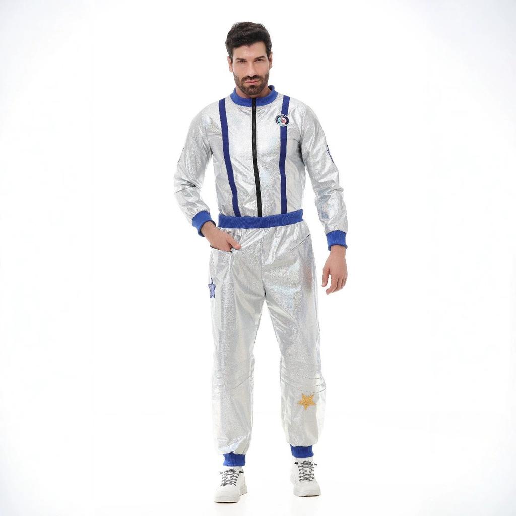 Halloween new wandering earth silver glossy astronaut spacesuit top pants COS parent-child performance suit