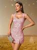 European and American women's clothing sexy fashion flannel sequined dress suspender dress