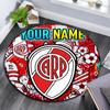 Custom Name,Club Atlético River Plate Pattern Round rug,Carpet Rug for Living Room Bedroom Playroom ,Non-slip Floor Mat,Holiday Gifts and Birthday Gif