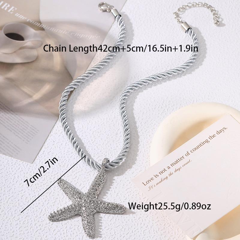European and American Personality Party Exaggerated Star Vacation Beach Ocean Starfish Pendant Necklace Stud Earrings Jewelry Set