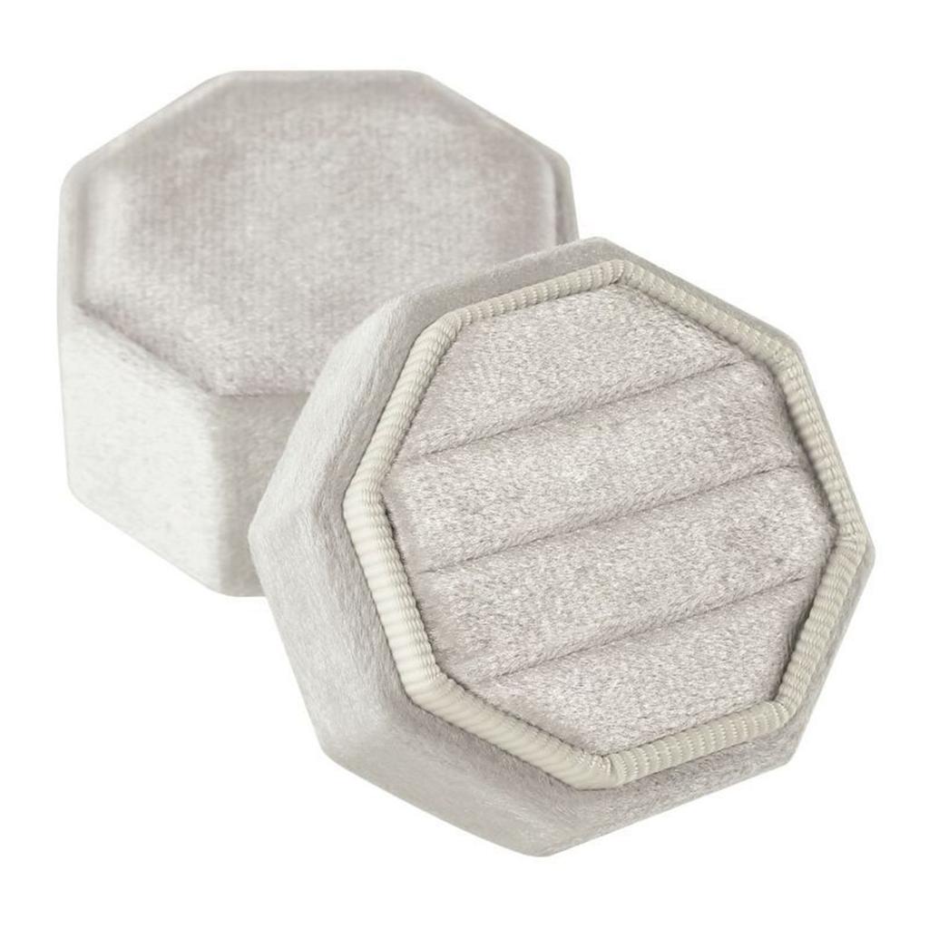 Octagonal Velvet Rings Box for Three Rings Soft Flannel Engagement Display Case Flannel Jewelry Organizer for Rings