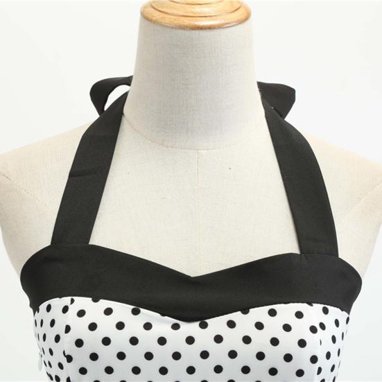 Dot Print Off Shoulder Backless Bowknot Decor A-Line Gown Dress Halter Bandeau Skater Hem Party Dress Female Clothing