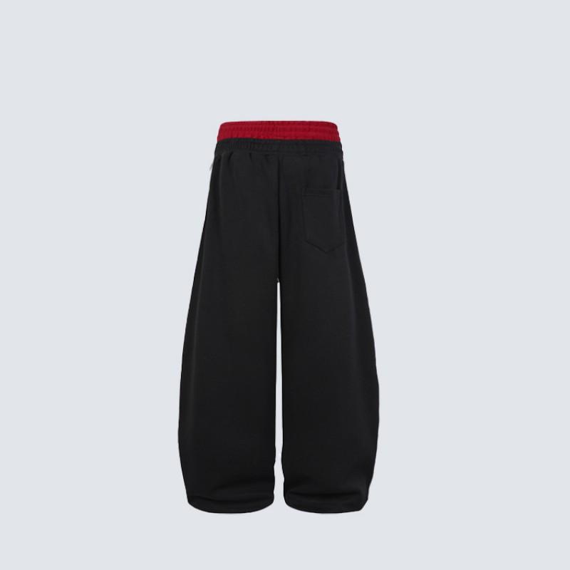 American Style Color Block Sweatpants Embroidered Loose Fit Taperable Casual Pants Fitness Dance