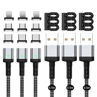 SUNTAIHO Magnetic Charging 3A Fast Charging USB Charging Magnetic Cable Magnetic Magnetic Magnetic Charging Cord with Data Transfer Support for Micro