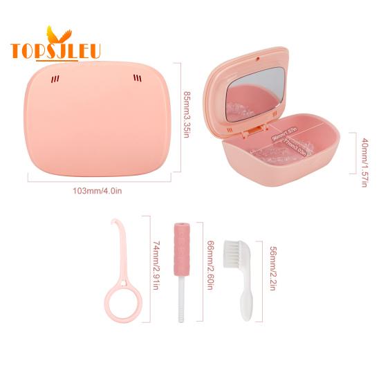 Étui de retenue à Double couche avec outil de retrait de miroir-boîte de rangement pratique pour prothèses dentaires, aligneurs et appareils orthodontiques