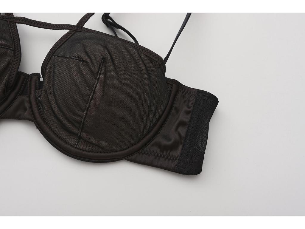 French Smooth Cross Back Push-Up Lingerie Bra - Underwire, Anti-Sagging, Thin Cotton Cup