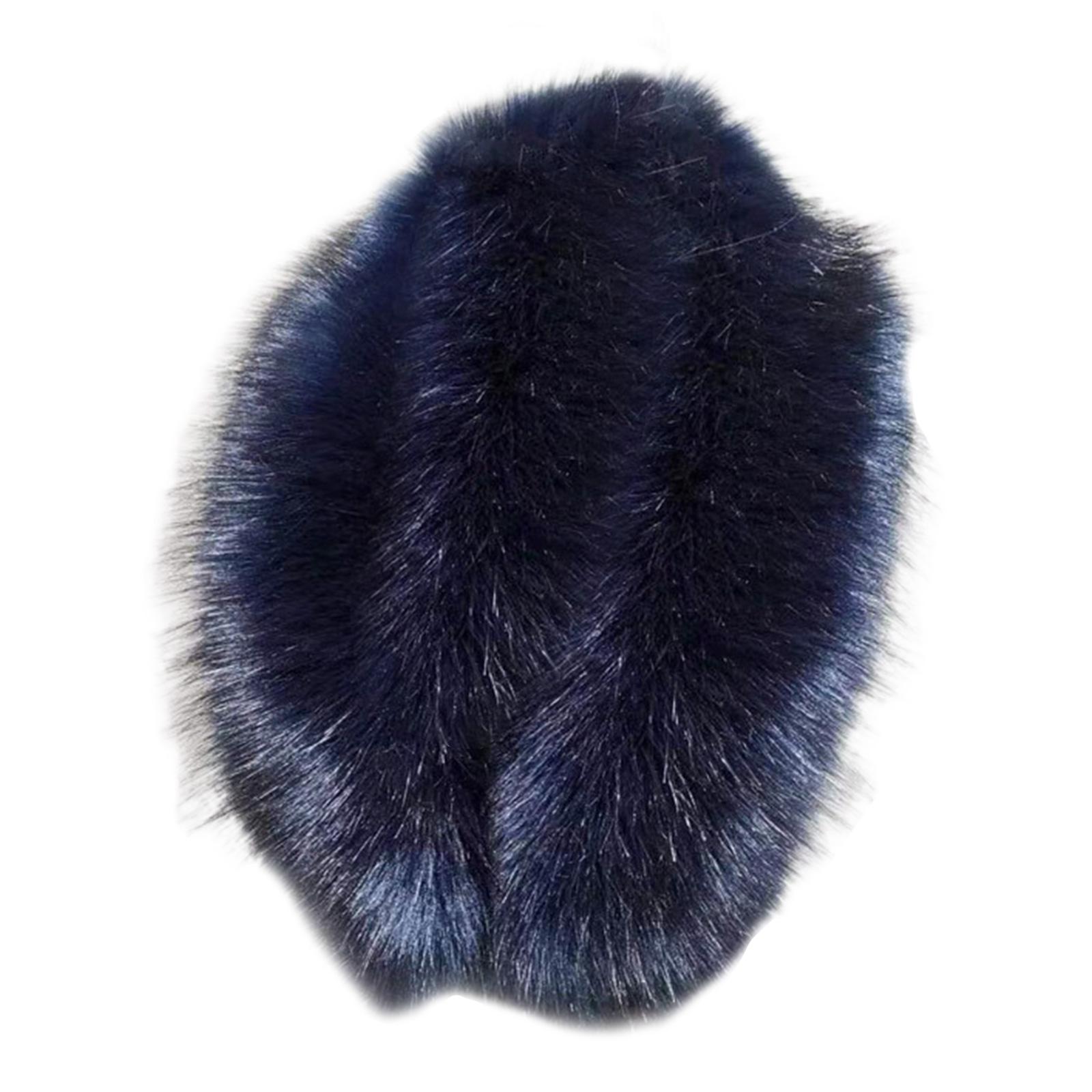 

Women s Furry Plush Collar Trim for Hood Replacement Shawl Large Scarf Wrap Stoles Winter Neck Warmer Coat Accessory 65 темно-синього кольору
