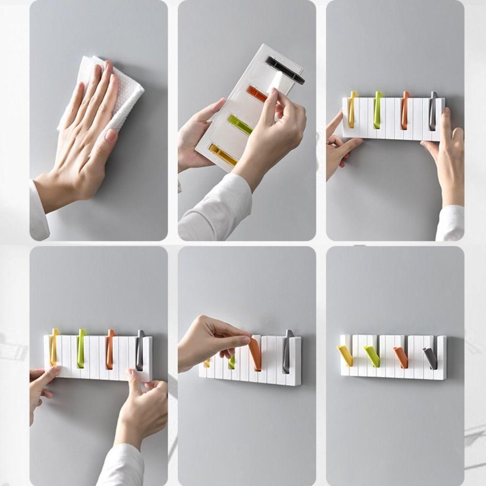 Four-grid Wall Mounted Hanger Punch Free Sundries Storage Hooks  for Hair Accessories