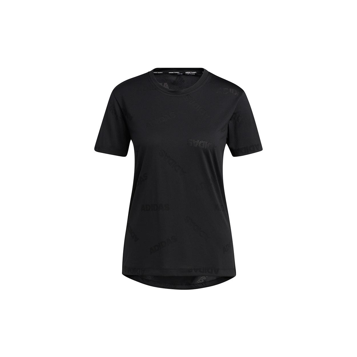 (WMNS) adidas Aeroknit Tee Solid Color Round Neck Sports Short Sleeve Black T-Shirt Women s GQ9428 XL