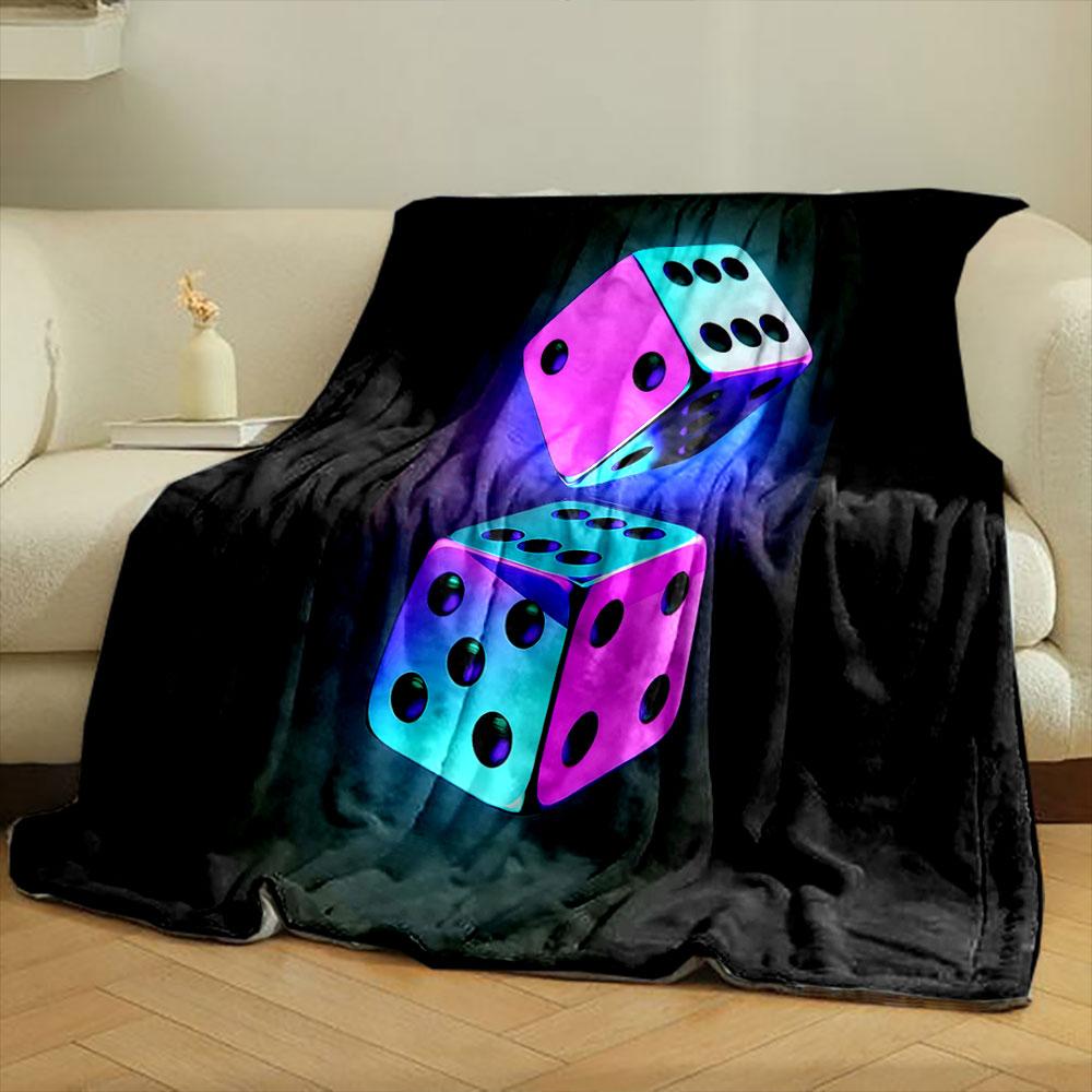 Neon Glow Dice Design print blanket soft and cozy perfect for the living room bed sofa or a nap,gift