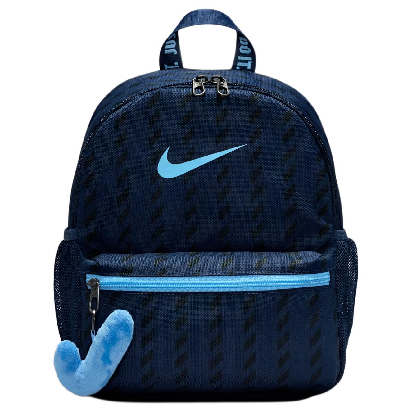 Nike JDI 11L Brand Logo Color Block Design Furry Zipper Mini Backpack Kids backpack Blue IO1530-410 Blue