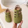 Bright Hues Macaron Children Roman Shoes Suede Leather Coverd-Toe Kids Sandals for Girls Student Leisure Cut-outs Sandals I05282