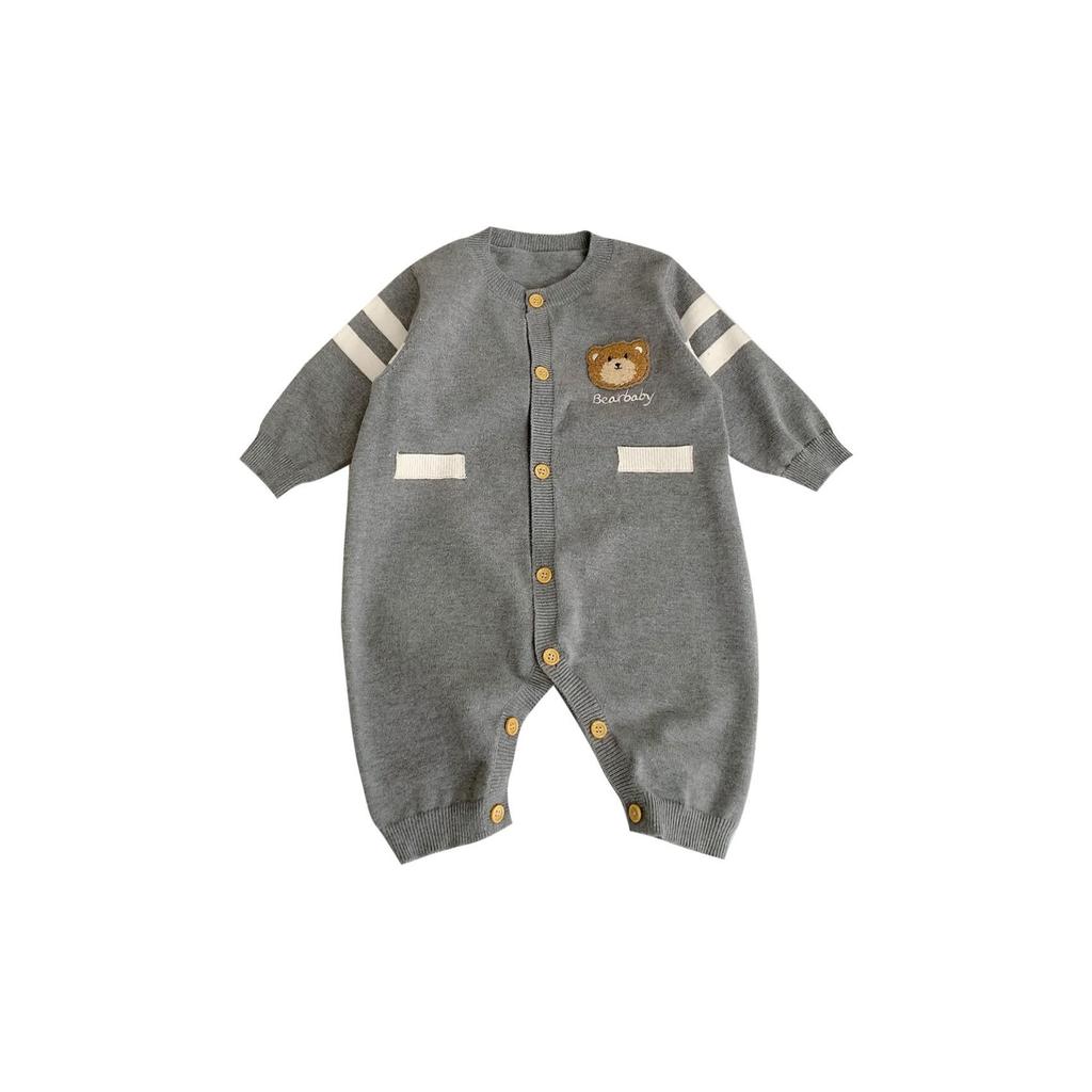Spring & Autumn Korean Style Baby Romper - Full Moon Infant Knitted Jumpsuit for Outings & Crawling