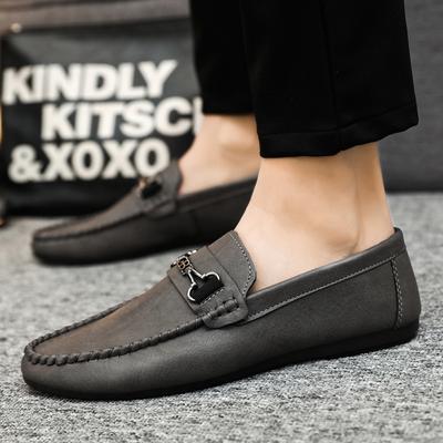 High-End Jungen Schuhe Herrenschuhe Ein-Pedal Mode Lederkleidschuhe Herren Slipper Doudou Schuhe Koreanische Version Lässig