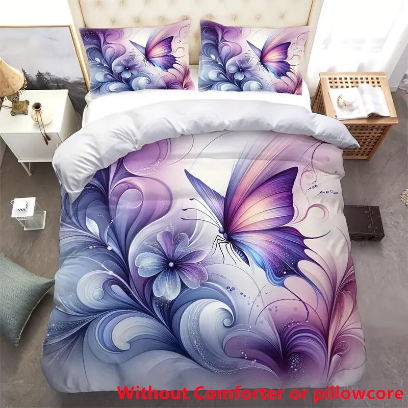 

2/3 шт. 3D-принт, яркий узор бабочек, постельное белье, наволочка, красивый дизайн, для дома, мягкие и удобные комплекты пододеяльников EU single(135x200cm)