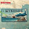 2D Flat 1 Retro Greek Island Mykonos Metal License Plate - Greek Coastal Decor, Suitable for Home, Bar, Cafe, Garage, Office