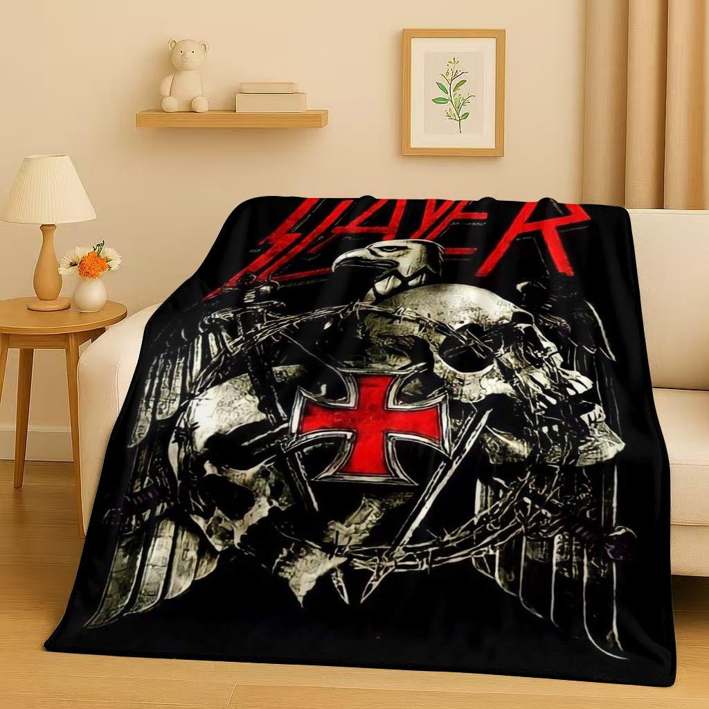 3D Slayer Thrash Metal Rcck Music Band Sign Flannel Blanket,Ultra Soft Warm Plush Throw for Home Bedroom Bed Sofa Cover Gift Kid